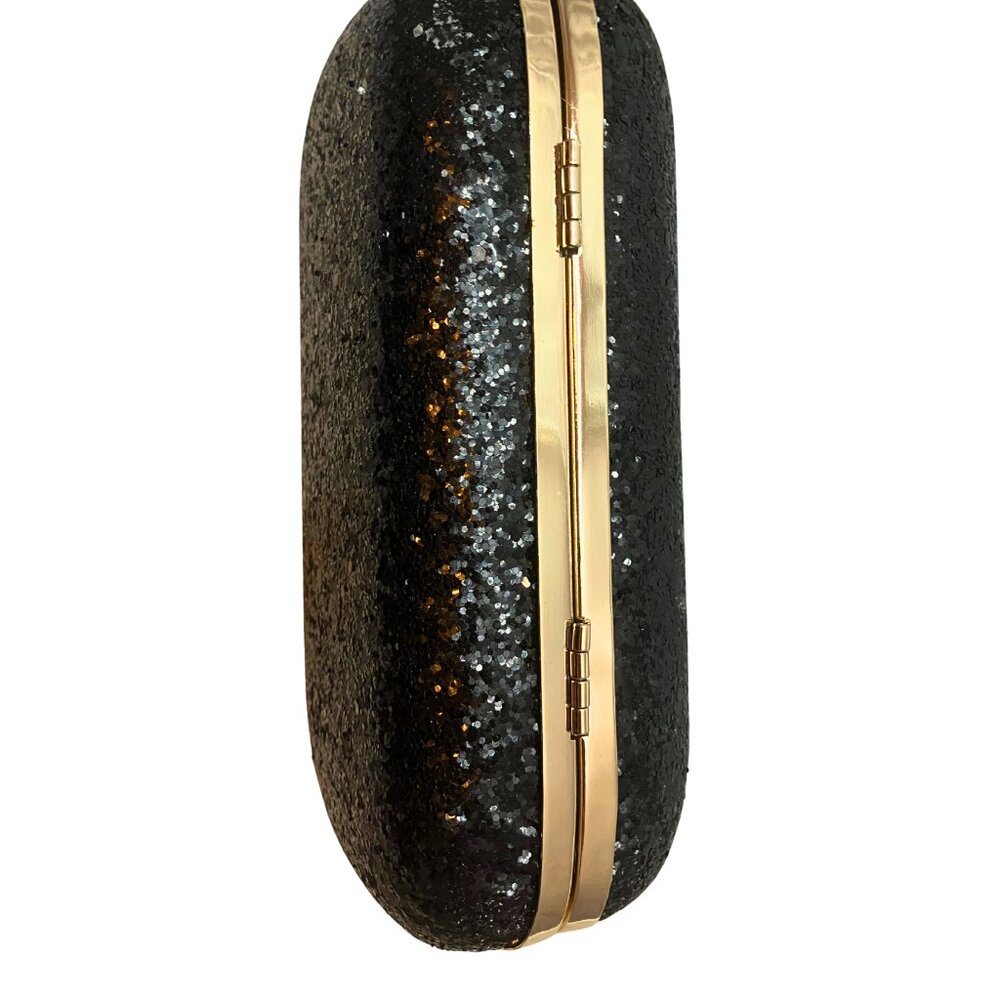 Glitter Knuckle Clutch - black with gold spikes + removable crossbody chain - Picture 4 of 6